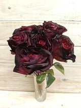 Artificial Rose Bud Stem Bundle - Burgundy - 8 Stems