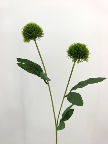 Artificial Pom Pom Flower Spray - Green - 2 Heads