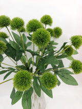 Artificial Pom Pom Flower Spray - Green - 2 Heads