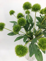 Artificial Pom Pom Flower Spray - Green - 2 Heads