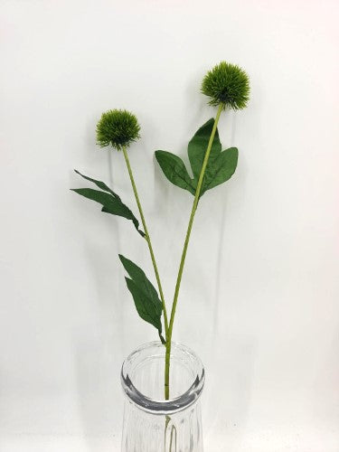 Artificial Pom Pom Flower Spray - Green - 2 Heads