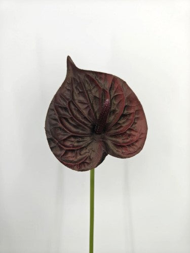 Artificial PU Anthurium Flower - Burgundy - 58cm