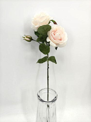 Artificial Angus Rose Spray - Soft Pink - 3 Buds