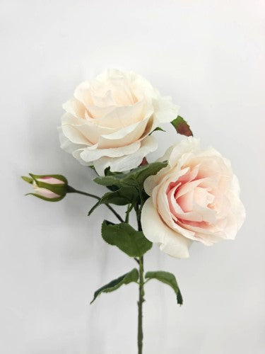 Artificial Angus Rose Spray - Soft Pink - 3 Buds