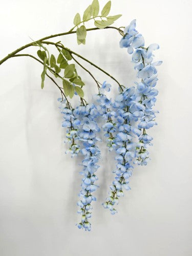 Artificial Wisteria Flower Spray - Light Blue - 100cm