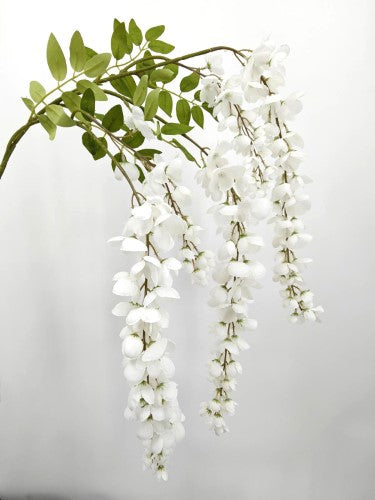 Artificial Wisteria Flower Spray - White - 100cm