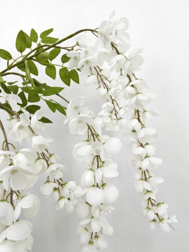 Artificial Wisteria Flower Spray - White - 100cm