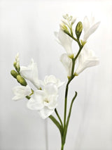 Artificial Freesia Flower Spray - Real Touch - White - 57cm