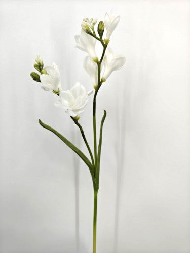 Artificial Freesia Flower Spray - Real Touch - White - 57cm