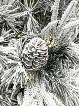 Snowy Pine Christmas Tree with 420 Lights and Pinecones - 7.5ft