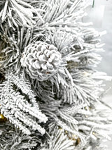Snowy Pine Christmas Tree with 420 Lights and Pinecones - 7.5ft