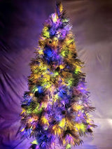 Snowy Pine Christmas Tree with 420 Lights and Pinecones - 7.5ft