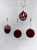 Christmas Tree Baubles - Large Burgundy - Box of 4