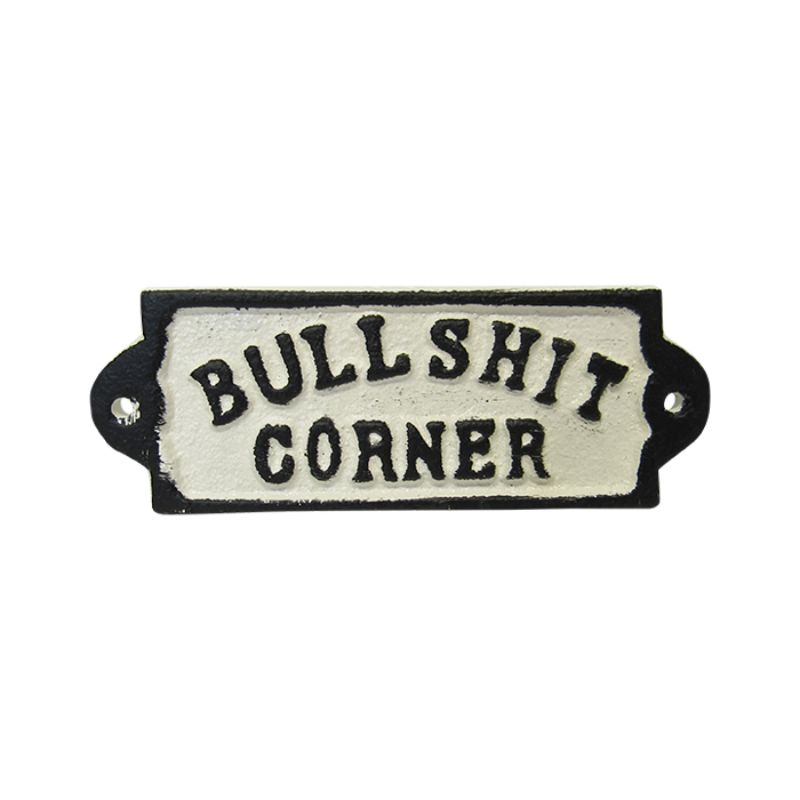 Sign - Cast Iron  Bull Corner (14cm)