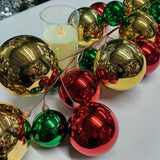 Christmas Bauble Garland - Gold Red Green - 200cm