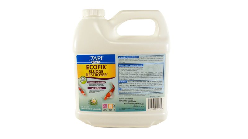 Aquatic API Pond Ecofix Sludge Destroyer (1.89L) bottle for clearing pond sludge and enhancing water quality in eco-friendly ponds.