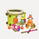 Colorful Parum Pum Pum Instrument Set with 7 toddler-friendly instruments encouraging musical exploration and development.