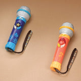 Brightly colored Okideoke Microphone for kids, featuring 8 tunes, record functionality, and lightweight portable design.