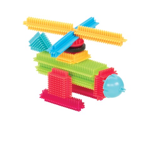 Brightly colored 112-piece construction set for kids aged 2+, fostering creativity and fine motor skills through imaginative building.