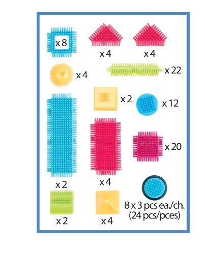 Colorful 112-piece Bristle Block set for kids aged 2+, promoting creativity and fine motor skills through imaginative building.