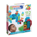 Colorful 112-piece Bristle Block set promotes creativity, fine motor skills, and imaginative building for children aged 2 and up.