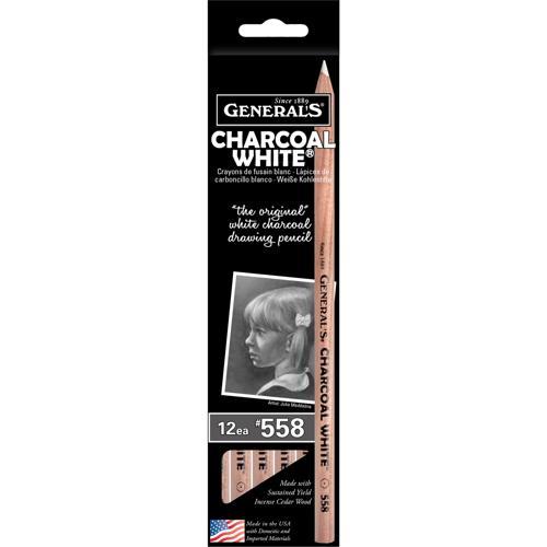 Generals Charcoal Pencil White #558 Box of 12