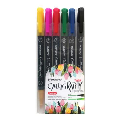 Mungyo Dual Tip Calligraphy Markers Primary Colours 6 Pack