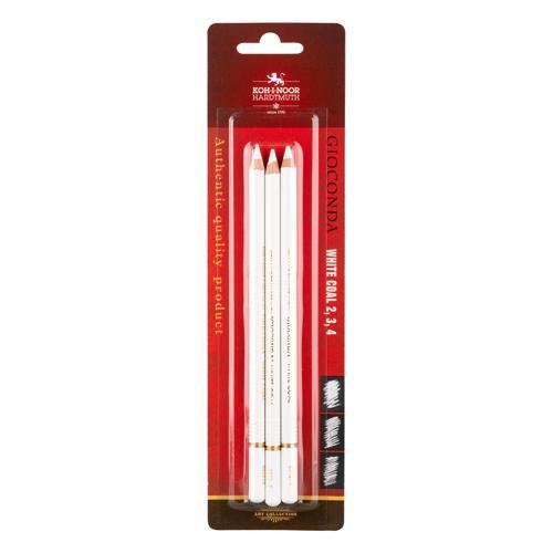 Koh-I-Noor Gioconda White Charcoal Soft Pencils #8812 3 Pack