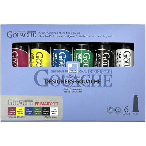 ShinHan Professional Designer Gouache Paints 15ml Primary Colours 6 Pack