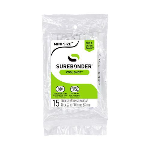Surebonder Cool Shot Super Low Temp Mini Glue Sticks 4" 15 Pack