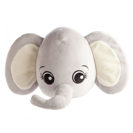 Cute 22cm plush elephant cushion made of super soft velour, perfect for cuddling and comfort.