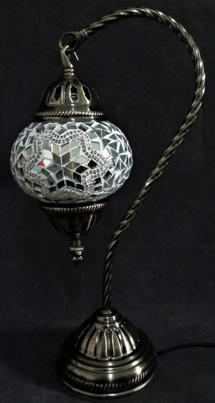 Turkish Mosaic Lamp - Swan Neck White (37cm)