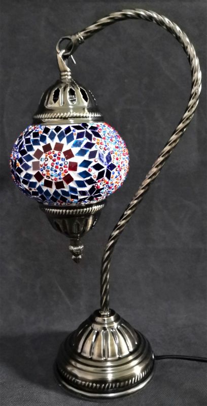 Turkish Mosaic Lamp - Swan Neck  Multicolour (37cm)