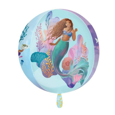 Vibrant Orbz XL foil balloon featuring Ariel, perfect for Little Mermaid-themed parties and celebrations.