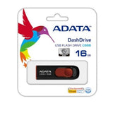 Sleek ADATA C008 16GB USB 2.0 Pen Drive with sliding design, scratch-proof matte finish, and portable keychain strap hole.