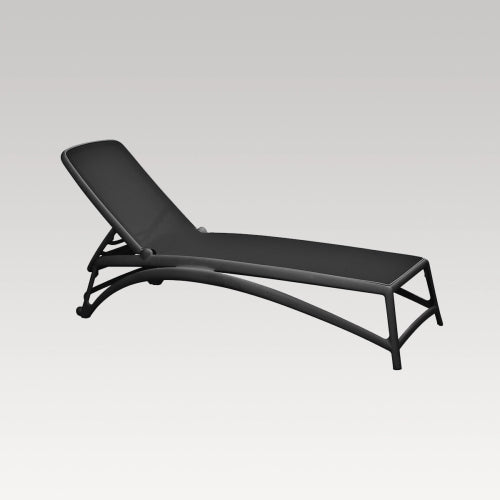 Charcoal Atlantico Sun Lounger with adjustable backrest, durable frame, and waterproof eco-friendly fabric for outdoor luxury.