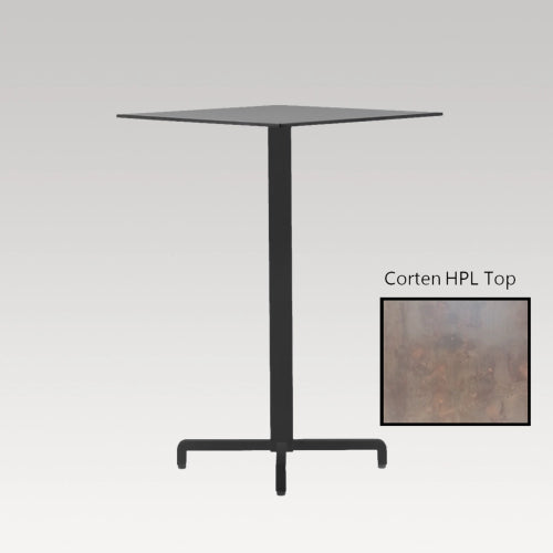 Stylish outdoor Bar Leaner - Fiore in Corten finish, featuring rusted steel for durability and modern rustic appeal.