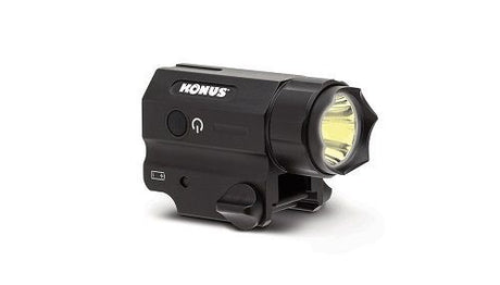 KONUSLIGHT-TL waterproof tactical flashlight with 360 lumens, durable metal construction, and quick-release rail mount.