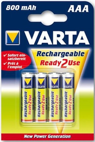 VARTA RECHARGEABLE NI-MH 800MAH AAA 4PK