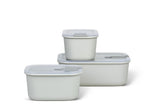 Easyclip 3-Piece Set in Nordic White, featuring airtight seals, microwave steam vent, and stackable design for efficient storage.