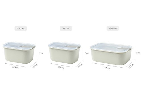 Easyclip 3-Piece Set in Nordic White, airtight and stylish storage solution for meal prep, microwave, and fridge organization.