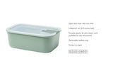 Easyclip 3 Piece Set in Nordic Sage with airtight seal, steam vent lid, and stackable design for efficient food storage.