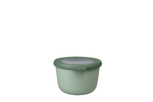 Cirqula Round 500ml bowl in Nordic Sage, ideal for food storage, airtight lid, stackable, microwave-safe, and BPA-free.