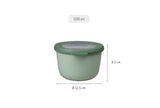 Cirqula Round 500ml bowl in Nordic Sage, featuring airtight lid, stackable design, BPA-free, perfect for food storage and serving.