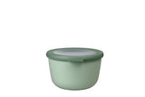 Cirqula Round 1000ml bowl in Nordic Sage, durable, airtight, stackable, and microwave-safe for versatile food storage.