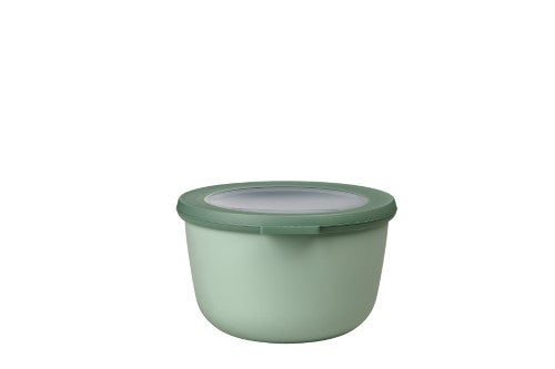 Cirqula Round 1000ml bowl in Nordic Sage, durable, airtight, stackable, and microwave-safe for versatile food storage.
