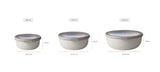 Cirqula Round 3-Piece Small Set in Nordic White with transparent lids, airtight design, versatile for storage and serving.