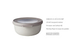 Cirqula Round 3-Piece Set in Nordic White, featuring airtight lids, stackable design, and versatile food storage for effortless organization.
