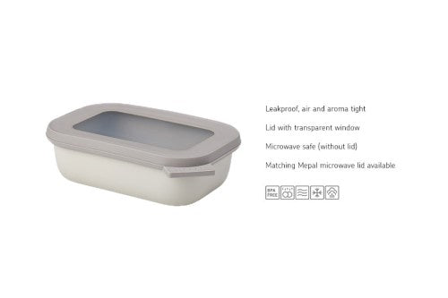 Versatile 500ml Cirqula bowl in Nordic White, microwave-safe, stackable, with transparent lid for easy content viewing.
