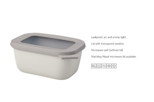 Mepal Cirqula 750ml container in Nordic White, airtight and leak-proof, perfect for meal prep and versatile food storage.